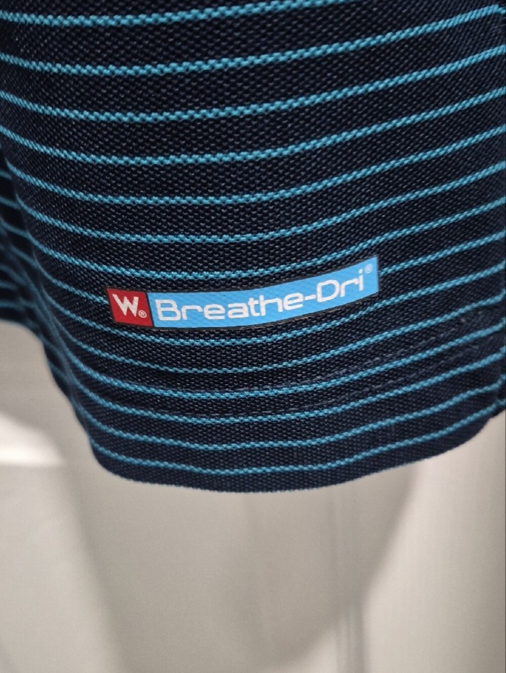 Wrangler Men's Teal and Navy Striped Polo - Picture 2 of 4
